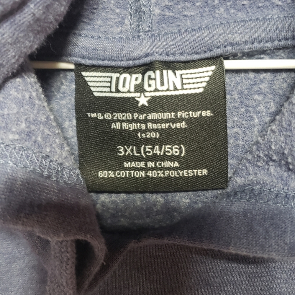 Top Gun Grey 3XL Mens Hooded Sweatshirt Paramount Pictures Logo Cotton Blend - Picture 2 of 3
